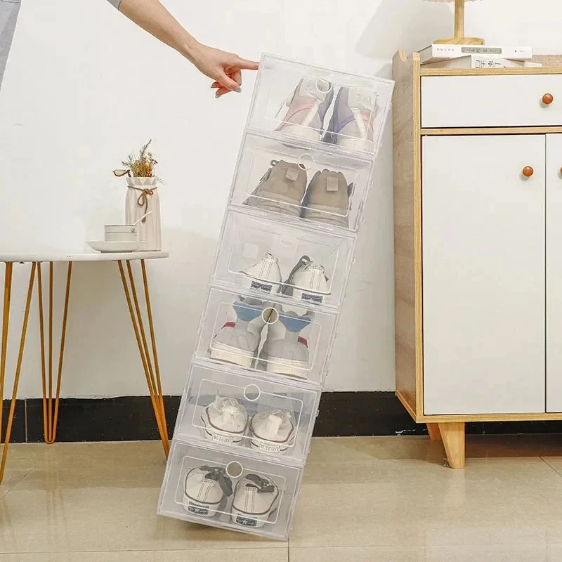 Shoe Box Display - 6Pcs Foldable Thickened Transparent Plastic Shoe