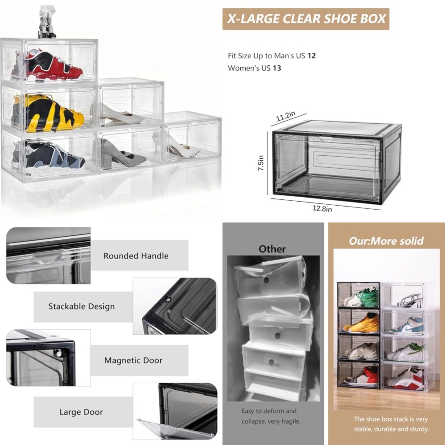 Shoe Box Display - Shoe Box Plastic Stackable Upgraded 6