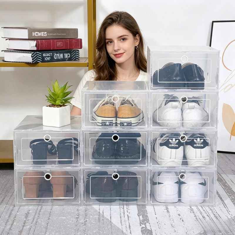 Shoe Box Display - 6 Pack Transparent Shoe Boxes, Thickened
