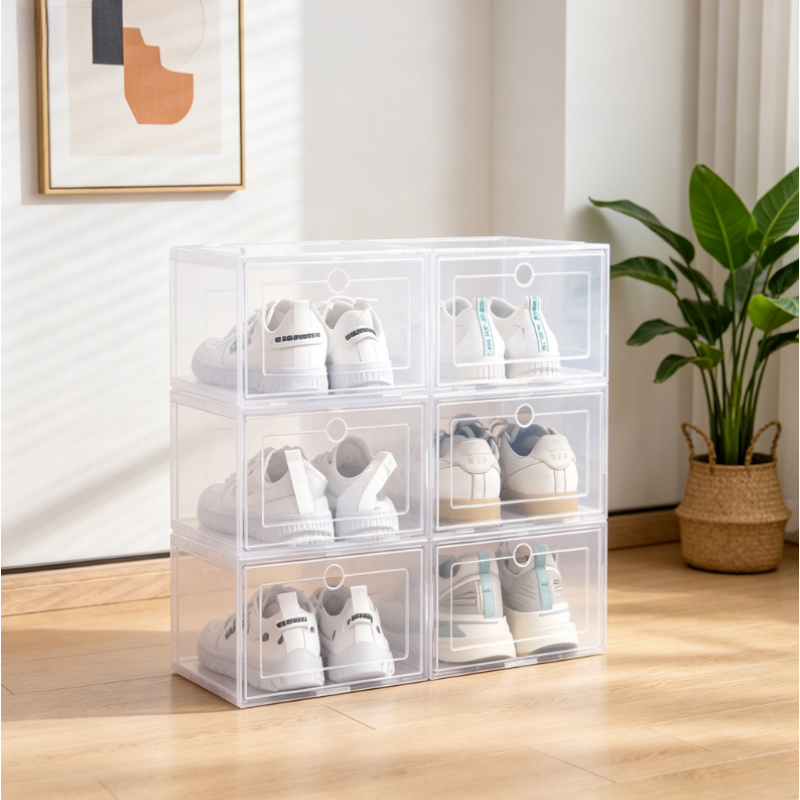 6pcs Transparent Stackable Sho - Shoe Box Display ulasan dan harga