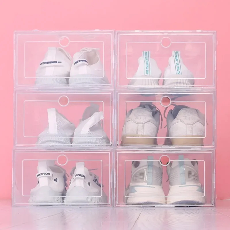 6pcs Transparent Stackable Sho - Shoe Box Display ulasan dan harga