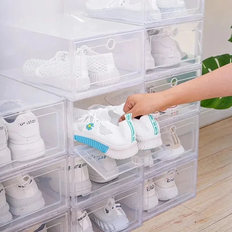 6pcs Transparent Stackable Sho - Shoe Box Display ulasan dan harga