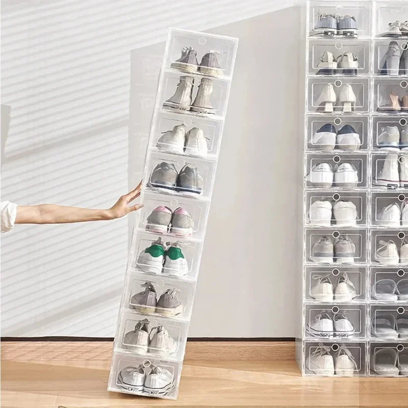 6pcs Transparent Stackable Sho - Shoe Box Display ulasan dan harga