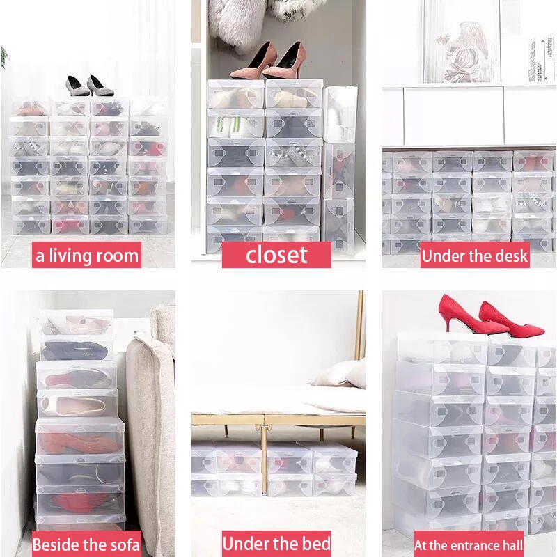 12 Transparent Thick Shoe Boxe - Shoe Box Display ulasan dan harga