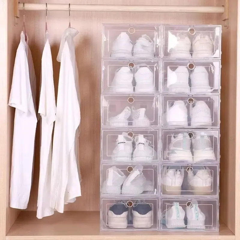 6Pcs Transparent Plastic Shoe  - Shoe Box Display ulasan dan harga