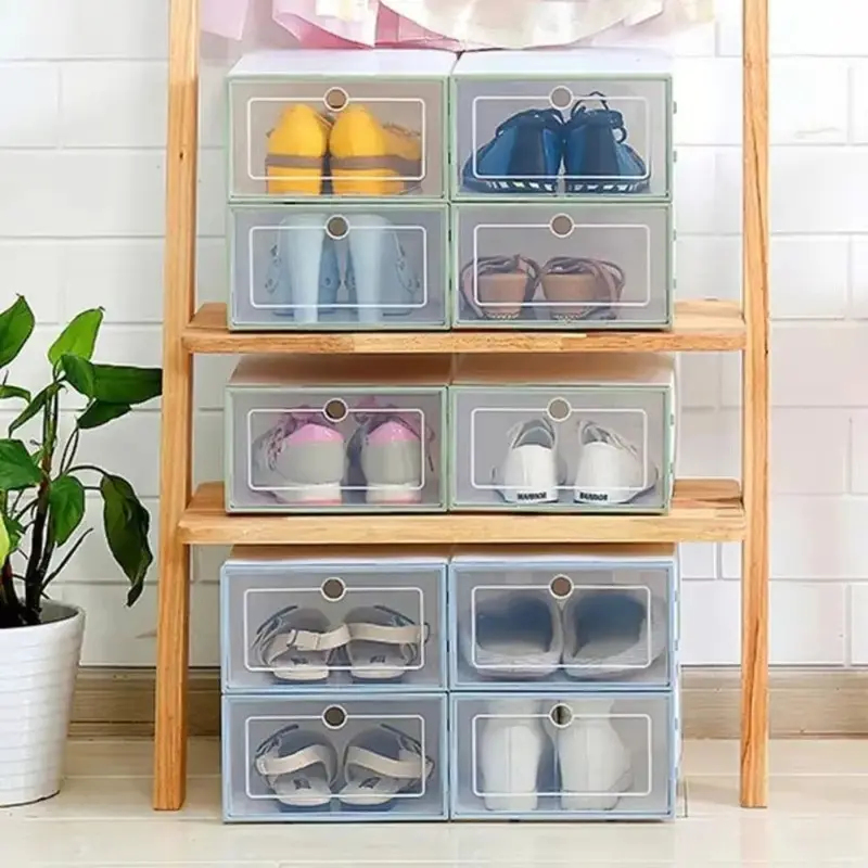 6Pcs Transparent Plastic Shoe  - Shoe Box Display ulasan dan harga