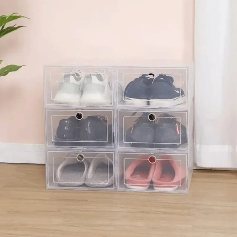 6Pcs Transparent Plastic Shoe  - Shoe Box Display ulasan dan harga