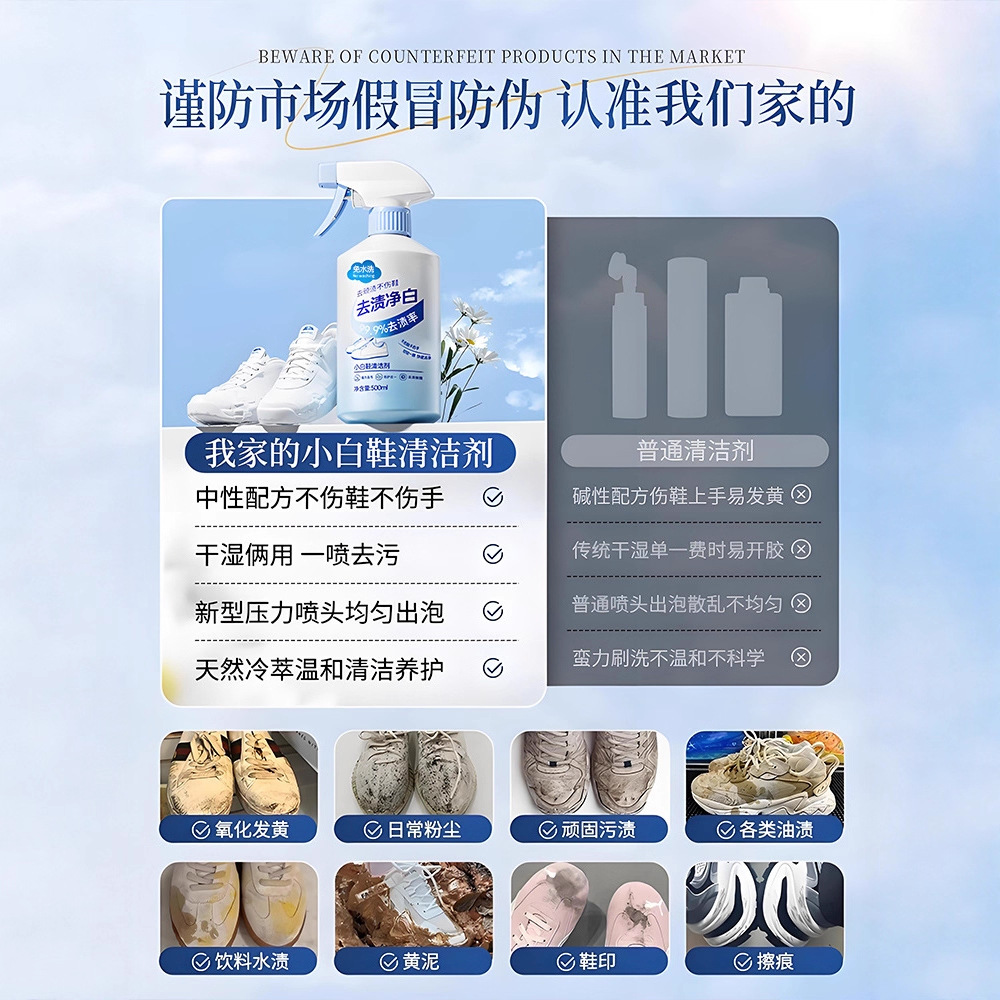 500ml white shoe cleaner no cl - Sneaker Care Clean ulasan dan harga